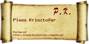 Pless Krisztofer névjegykártya